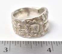 Thick Band Silverware Handle ring in Sterling Silver 19grams Size 8.5