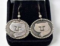 Circular Bear Earrings in Sterling Silver 8.4grams