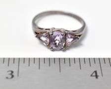 Purple Three Stone Ring in Sterling Silver 2.4grams Size 6.5