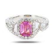 18K WHITE AND YELLOW GOLD PURPLISH PINK SAPPHIRE AND DIAMOND RING 1.82 C.T.W.