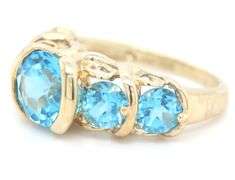 14kt Yellow gold blue topaz 5-stone ring