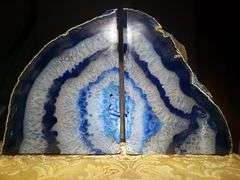 Natural Blue Agate Geode Bookends