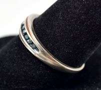 Thin Band Small Stone Ring in Sterling Silver 3.3grams Size 9 3/4