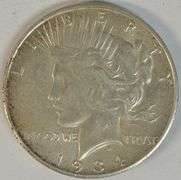 Rare 1934-S Peace Silver Dollar in AU, fully struck
