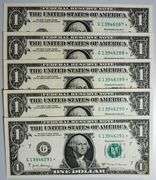 (5) Superb Crisp 2017A $1 Dollar Star Replacement Notes Chicago - Consecutive!