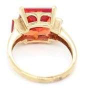 10kt Yellow gold emerald cut orange quartz ring