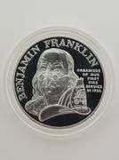1992 Proof Ben Franklin Firefighter's Silver Medal 1oz .999 with COA