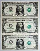 (3) Superb Crisp 2017 $1 Dollar Star Notes Kansas City - Consecutive Low Serial Numbers!