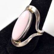 Oval Pink Coral Ring in Sterling Silver 12grams Size 9