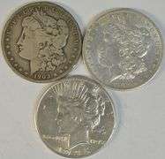 1902-P, 1903-S Morgans & 1935-P Peace Silver Dollars
