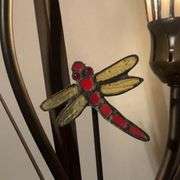 Dragonfly and Lily Flowers Stained Glass Lamp
