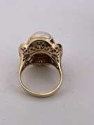 CERTIFIED 14K YELLOW GOLD DIAMOND AND PEARL RING