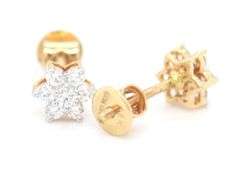 18kt Yellow gold 0.25ctw flower cluster stud earrings