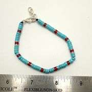Hand made European Turquoise and gem stone silver braclet. Size 7"