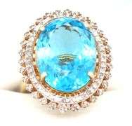 Bewitching Massive 15.80CTS Oval Shaped Millennium-Cut Blue Topaz & 0.95CTW Diamonds in 14K Yellow G