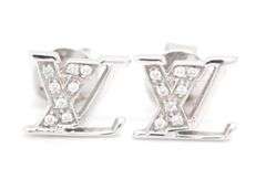 Stylish 18K WG Louis Vuitton Diamond Studs