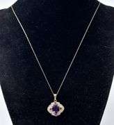 Interesting 10K Yellow Gold Multi-Gemstone Pendant Necklace