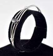 Black Onyx Gemstone Cuff Bracelet in Sterling Silver