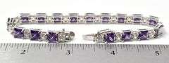 Purple and Clear Gemstone Bracelet in Sterling Silver 21.7grams
