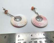 Hand made Italian 18kt white gold coral and diamond drop style earrings