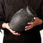 Handmade Black Terracotta Vase with Three Ears