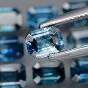 Emerald cut! 3.01ct rich blue Sapphire set! Heated only!
