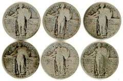 Run of 6 Different Standing Liberty Quarters: 1925-1930
