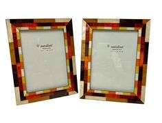 Natalini Italian Orange, Brown, and Ivory Striped Wooden Frames 5x7