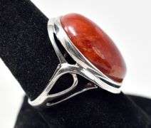 Gorgeous Large Red Stone Ring in Sterling Silver 8.7grams Size 9