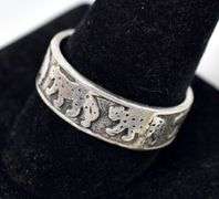 Spotted Cat Band Ring in Sterling Silver 6.3grams Size 11.5