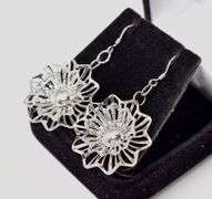 Flower Dangle Earrings in Sterling Silver 2.8g