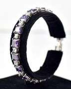Purple and Clear Gemstone Bracelet in Sterling Silver 21.7grams