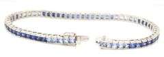 10kt White gold princess cut synthetic sapphire channel set bracelet
