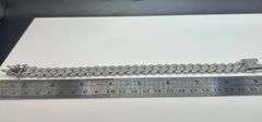 Huge 43.5 Gram 18 Kt White Gold Plated Miami Cuban Link Bracelet
