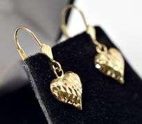 Loving 14K Yellow Gold Heart Dangle Earrings