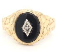 10kt Yellow gold black onyx ring