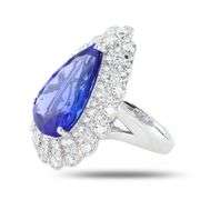 PLATINUM TANZANITE AND DIAMOND RING 13.38 C.T.W.