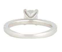 GIA Certified 1.64ctw Cushion and Round Diamond Straight Engagement Ring in Platinum