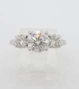 GIA Certified 2.11CTW Three Stone Diamond Ring in White Gold