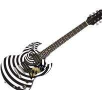 Zakk Wylde Autographed Custom Graphics White Black Spiral Guitar ACOA