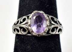 Cute Purple Stone Ring in Sterling Silver 3grams Size 6
