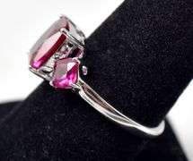 Bright Pink Genuine Stone Ring in Sterling Silver 4.1grams Size 8 3/4