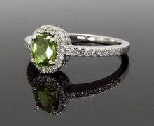 Green Sapphire & Diamond Halo Ring