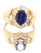 Charming 18kt Synthetic Blue and White CZ Ring