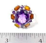 Amethyst and Opal Gemstone Ring in Sterling Silver 6.3grams Size 7 3/4