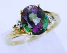 10K Large Mystic Topaz Ring, Size 7