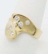 Yellow Gold Sculpted Diamond Cocktail Ring