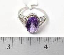 Oval Cut Amethyst Ring in Sterling Silver 4.1grams Size 9
