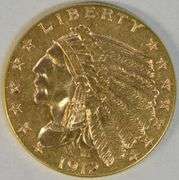 Real lustrous 1912 US $2.50 Indian Gold Piece. Better date