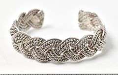 Braided Cuff Style Bracelet in Sterling Silver